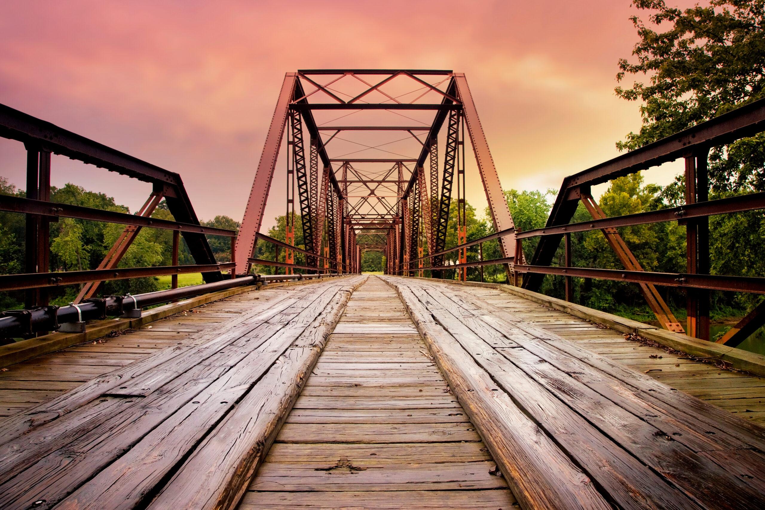 Old Steal Bridge A wood and metal bridge.