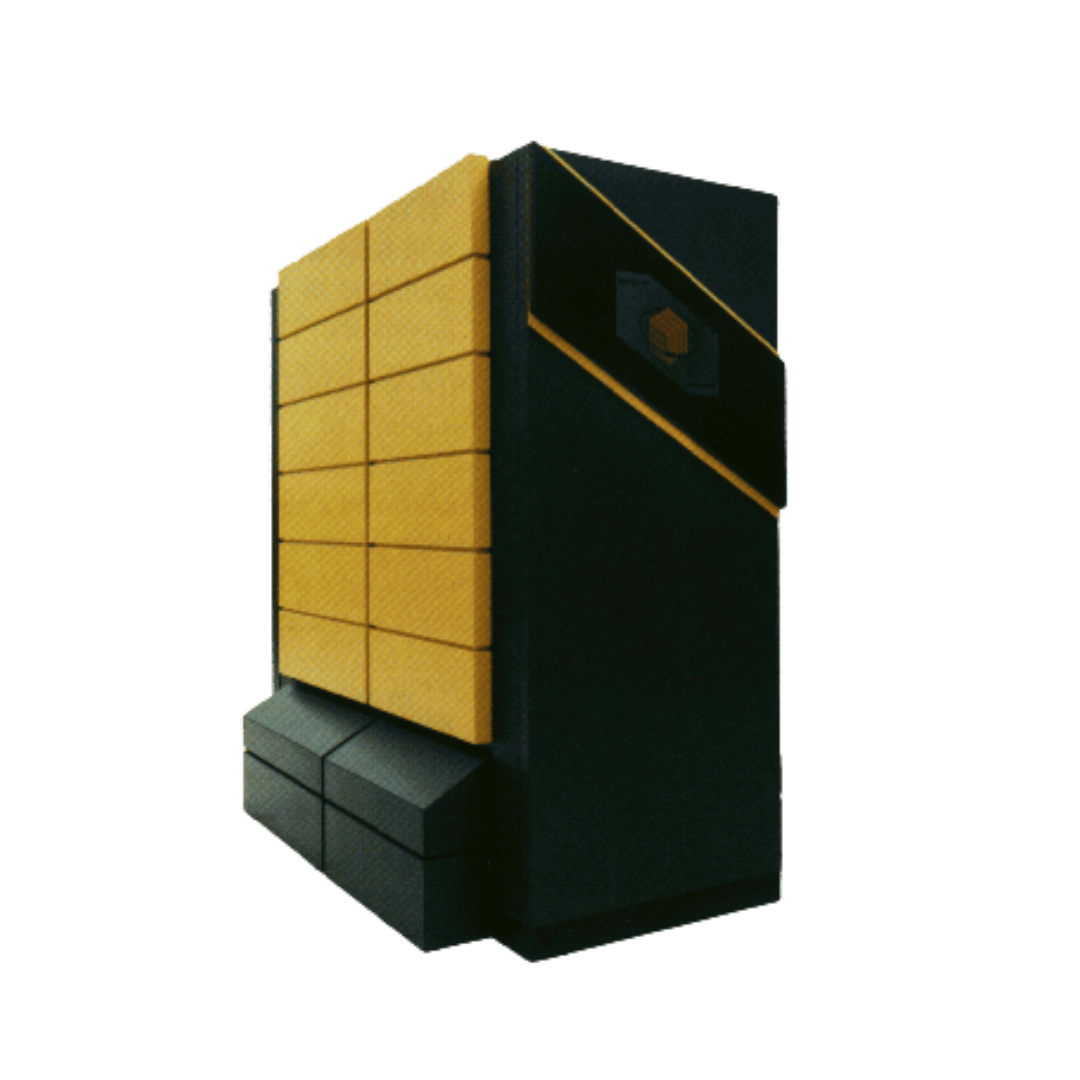 A black and yellow 1990s supercomputer