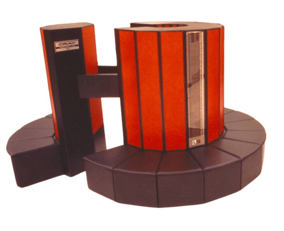 A black and red 1980s supercomputer