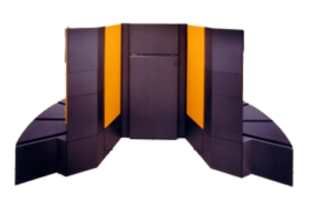 A black and yellow 1980s supercomputer