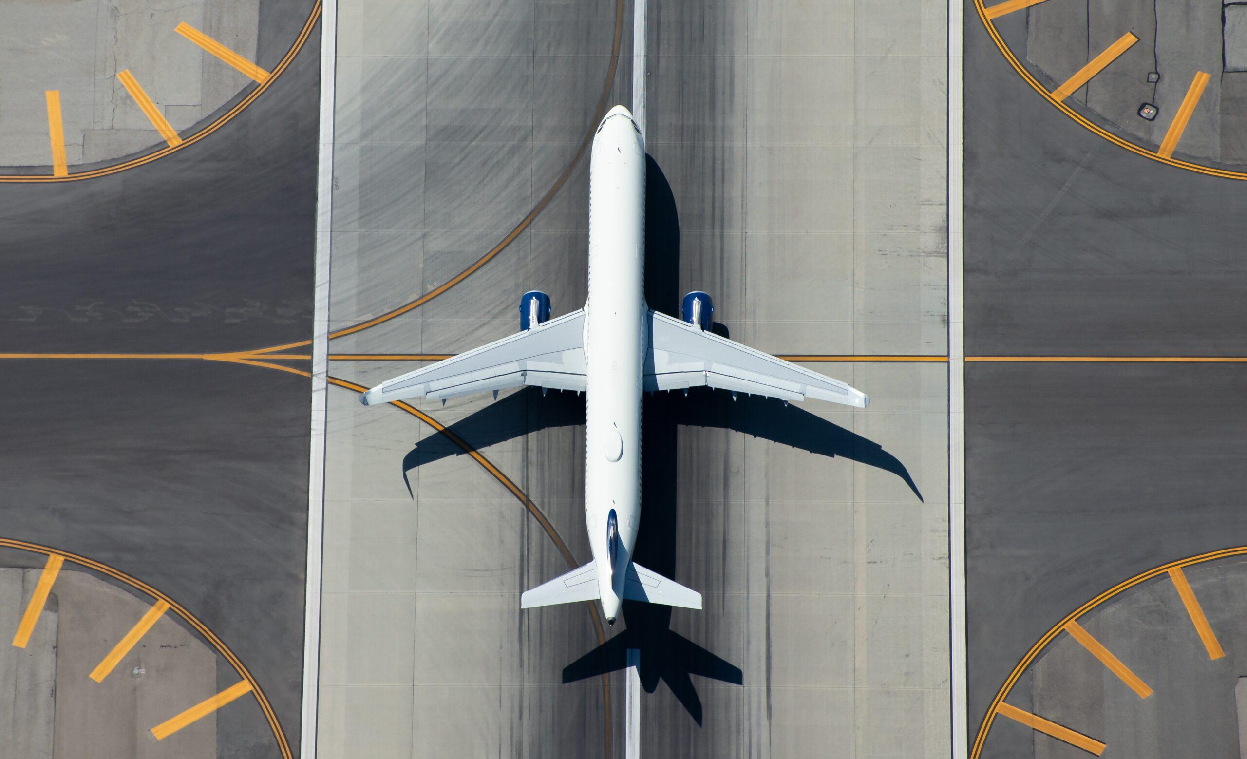 Aerial view of airplane at airport
