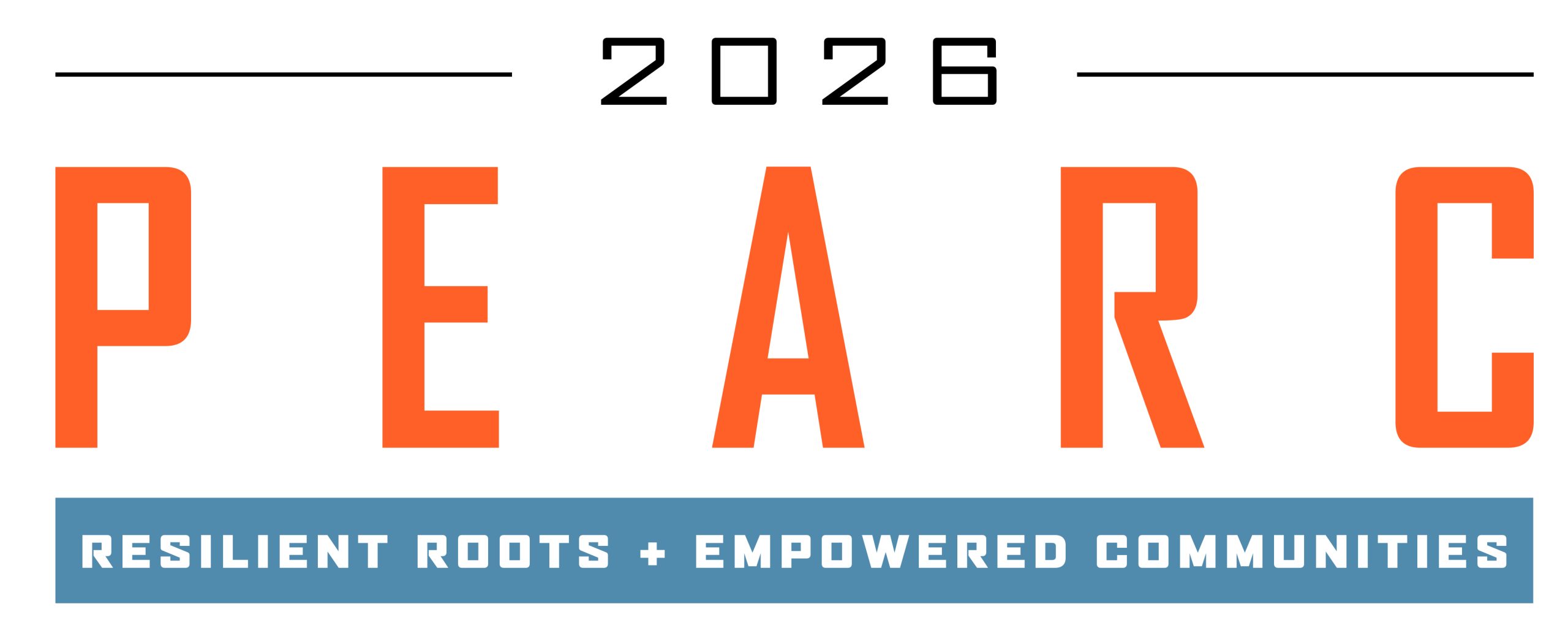 2026 PEARC logo: Resilient Roots + Empowered Communities