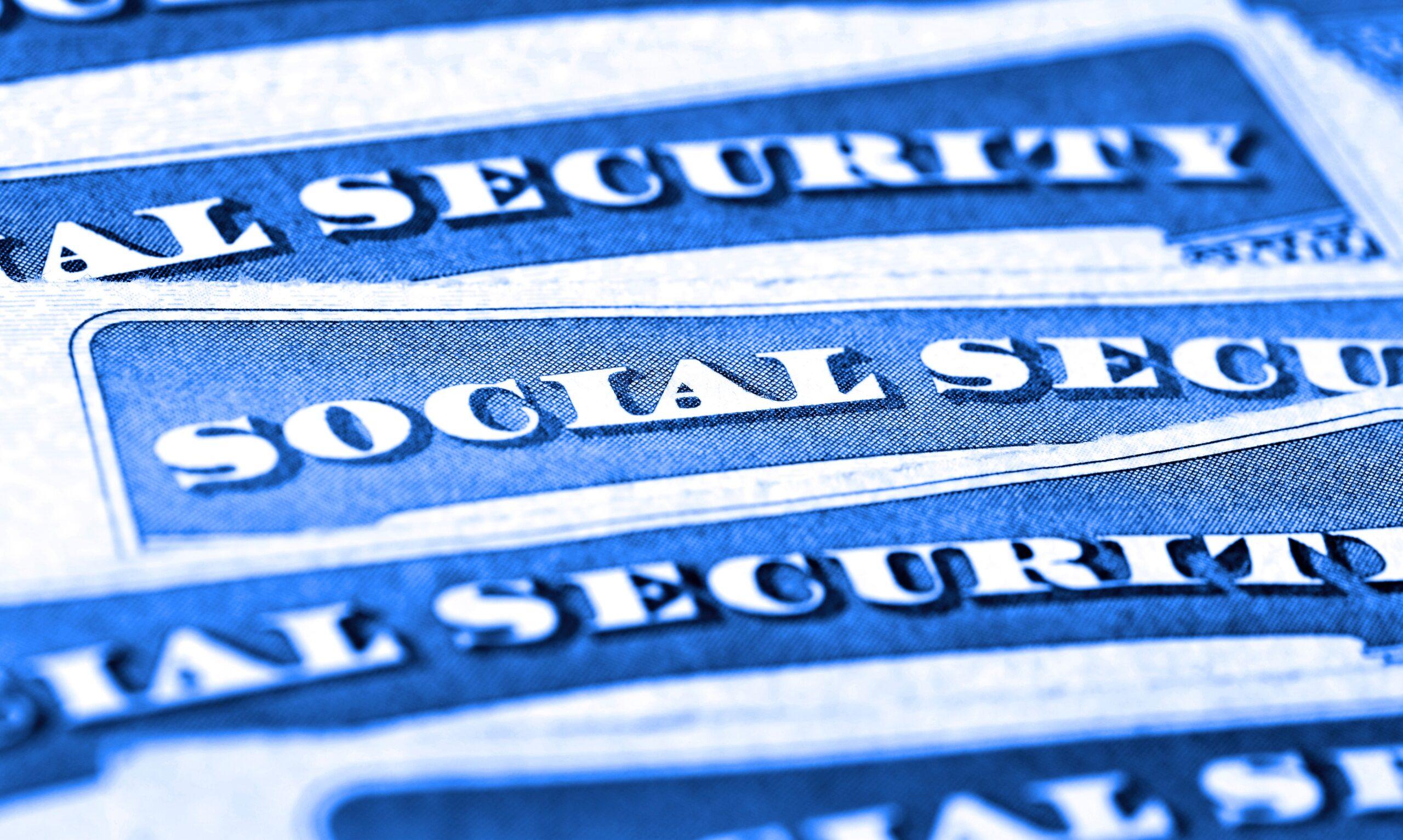 Closeup detail of several Social Security Cards